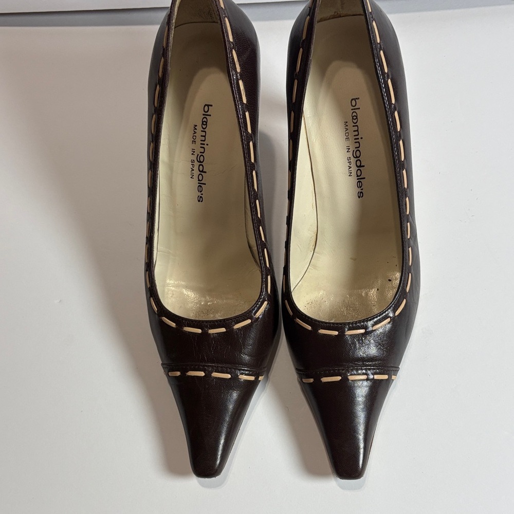 Bloomingdale's Dark Brown Stitched Heels